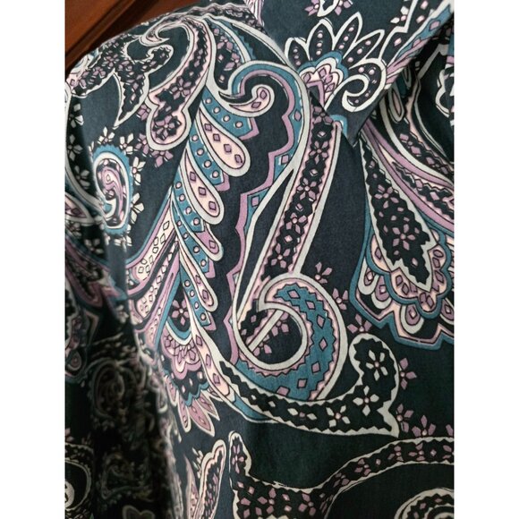 Talbots Womens Paisley Button-Up Shirt 18W Teal & Purple - Picture 2 of 8